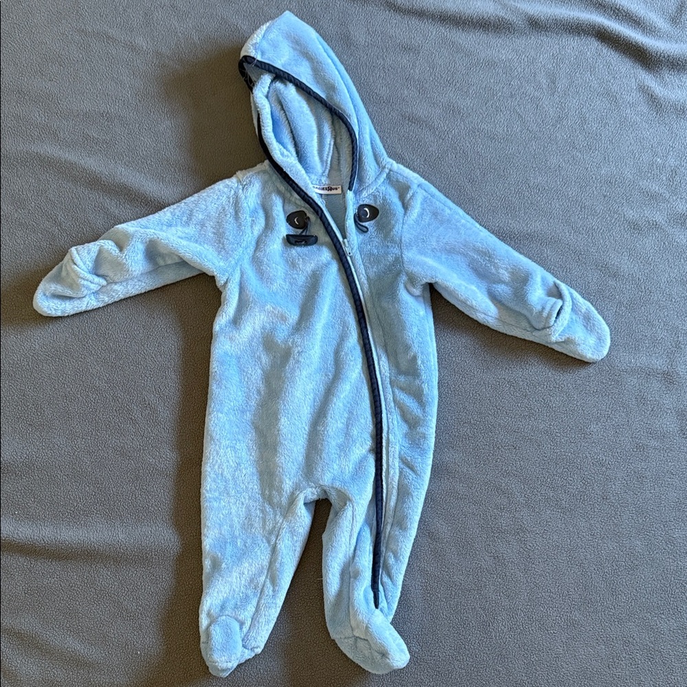 BabiesRUs Light Blue Hooded Footie
